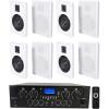 imageRockville RPA40BT Bundle 4Zone 1000Watt Bluetooth Home Stereo Amplifier Receiver 4 Pairs RockSlim 525in Slim Wall Speakers  White 5Items