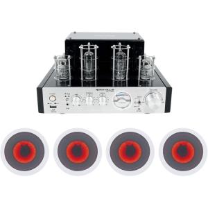 imageRockville BluTube Bundle 70W Tube Amplifier Home Theater Stereo Receiver with Bluetooth 4 HC65LED 65 in 500W inCeiling Home Theater Speakers with LED 5Items