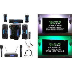 imageRockville Bluetooth Home Theater Karaoke Machine System w8 Sub  Wireless Mics