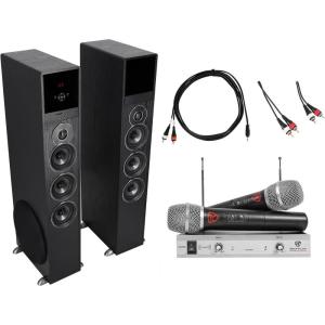 imageRockville Bluetooth Home TheaterKaraoke Machine System wWireless MicsSubs