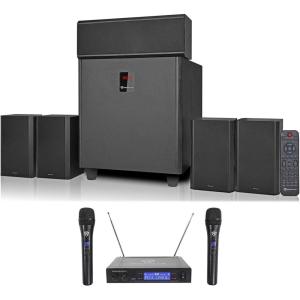 imageRockville Bundle 1 Rockville HTS820 1500w 51 Channel Home Theater System BluetoothUSBSubwoofer Bundle with 1 Rockville RWM1203VH VHF Wireless Dual Handheld Microphone 2 Items