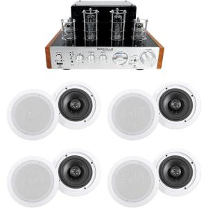 imageRockville Bundle Blutube WD 70W Bluetooth Tube AmplifierHome Stereo Receiver 2Tone Bundled with 4 Pairs HC65516 65 500W inCeiling Home Theater Speakers 16 Ohm 5 Items