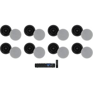 imageRockville Bundle Home Matrix 4 Zone 8 Channel Multi RoomSource ReceiverAmplifier Bundle with 8 Pair Elite C616 65 16Ohm Ceiling Speakers Adjustable Silk Tweeter 9 Items
