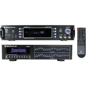 imageRockville Bundle RPA60BT V2 1000 Watt 2Ch USB Bluetooth DJProKaraoke Amplifier Mixer Bundle with REQ42B Black 19 Rack Mount 2 x 21 Band Equalizer 2 Items