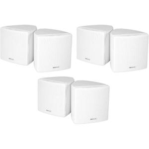 imageRockville Cube 35 in White Home Theater Wall Speakers with Swivel Brackets Compact Design for Surround Sound and Small Room Audio Systems 6Piece