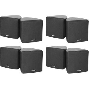 imageRockville Cube Black 30W RMS 35 in Home Theater Wall Speakers 8 Ohm 360Degree Swivel Brackets True 2Way Audio Compact Design for Home Theater and Surround Sound 8Piece