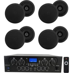imageRockville HC55 Bundle 8 525 in 300W Peak  120W RMS inCeiling Home Theater Speakers RPA40BT 1000W 4Zone Home Stereo Bluetooth Amplifier Receiver for Whole Home Audio Systems 9Items