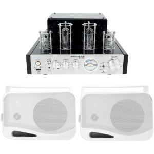 imageRockville HP4S8 Bundle Pair of 4in OutdoorIndoor Swivel Home Theater Speakers BluTube 70Watt Tube Amplifier Stereo Receiver with Bluetooth 2Items