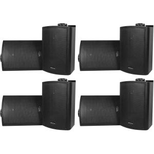 imageRockville HP5S BK Black 525 in OutdoorIndoor Swivel Wall Mount Home Speakers Designed for Patio Backyard and Home Theater Audio Systems 8Piece