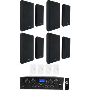 imageRockville RPA40BT Bundle 1000W 4Zone Bluetooth Home Stereo Amplifier 4 Pairs 525in 240W Peak80W RMS Wall Mount Slim Speakers 4 VOL850 50W Stereo Volume Controllers 9Items
