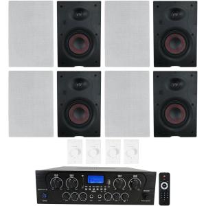 imageRockville RPA40BT Bundle 4Room Home Audio Stereo Kit 1000W Bluetooth Amplifier Receiver 4 Pair WA658 65 480W Peak120W RMS inWall Speakers 4 VOL850 Wall Volume Controls 9Items
