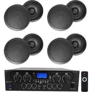imageRockville RPA40BT Bundle 4Zone 1000Watt Home Stereo Bluetooth Receiver 4 Pair HC85 8in 700Watt Peak240Watt RMS inCeiling Home Theater Speakers 5Items