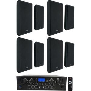 imageRockville RPA40BT Bundle 4Zone 1000Watt Peak Bluetooth Home Stereo Amplifier Receiver 4 Pairs RockSlim 525in 240Watt Peak80Watt RMSPer Pair Slim Wall Speakers  Black 5Items