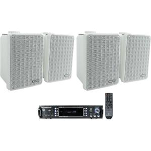 imageRockville RPA60BT V2 1000 Watt 2Ch USB Bluetooth DJProKaraoke Amplifier Mixer Bundle with 4 Kicker 46KB6G KB6 65 150w IndoorOutdoor Grey Home Theater Speakers KB6B 5 Items