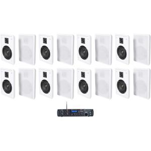 imageRockville Rock Zone 8 Bundle 8Channel 1000W RMS MultiRoom Bluetooth Home Receiver 8 Pairs 525 in 240W Peak80W RMS RockSlim White Wall Mount Speakers for Home or Office Audio System 9Items