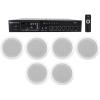 imageRockville CC65T Bundle 6 65 in 70V White Ceiling Speakers for Home Audio Bedroom Living Room RCS801 60 Watt Bluetooth Amplifier Receiver 7Items