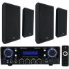 imageRockville RockSlim Black Bundle 4 525 in 240W Peak Wall Mount Home Theater Speakers BLUAMP 100 Bluetooth Amplifier Mic Input RCA Output for Home Audio Living Room or TV Setup 5 Items