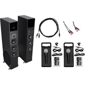 imageRockville Allinone Bluetooth Home TheaterKaraoke Machine System w2 Mics