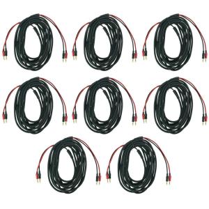 imageRockville BN30 14 AWG 100 OFC Copper Banana to Banana Cable 30ft Braided Design Low Signal Loss for Home Audio and Pro Sound Systems 8Piece
