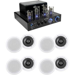 imageRockville Bundle 1 BluTube LED 70w Bluetooth Tube AmplifierHome Stereo Receiver in Black Bundle with 4 HC65516 65 500 Watt inCeiling Home Theater Speakers 5 Items