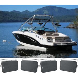 imageRockville HP65S Black 65 in Indoor Outdoor Swivel Home Theater Speakers with Mounting Bracket for Boats and Marine Audio Systems 4Piece