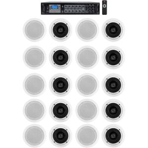 imageRockville RCS3506 Bundle 350 Watt 6 Zone 70V Amplifier 20 CC525T White 525 in Commercial Ceiling Speakers for Home Audio and Rooms 21Items