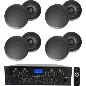 imageRockville RPA40BT Bundle 4Zone 1000Watt Peak250Watt RMS Bluetooth Home Stereo Receiver 4 Pairs HC655 65 500Watt Peak160Watt RMS 8Ohm inCeiling Speakers Optical and RCA 5Items