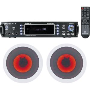 imageRockville RPA60BT Bundle 1000Watt 2Channel Bluetooth DJProKaraoke Amplifier Mixer 2 HC65LED 65 in 500Watt inCeiling Home Theater Speakers with LED 3Items