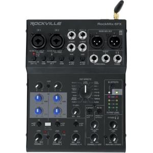 imageRockville ROCKMIX 6FX 6Channel Mixer with USB Interface Bluetooth 24Bit FX Phantom Power for Podcasting Home Recording and Live Sound