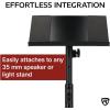 imageRockville ACCP Projector Shelf for 35MM Pole Moust Speaker Stands 11x1575 40 lb Capacity 360 Rotation 90 Tilt Safety Straps Included Perfect for DJs Presentations amp Outdoor Movies