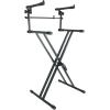 imageRockville RKS42X 2Tier XStand Keyboard DJ Stand Quick Release Adjustable Height Crossbar Support 360 degree Rotating Tier HeavyDuty Steel Frame for Stage Studio and Home Use