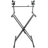imageRockville RKS42X 2Tier XStand Keyboard DJ Stand Quick Release Adjustable Height Crossbar Support 360 degree Rotating Tier HeavyDuty Steel Frame for Stage Studio and Home Use