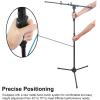 imageRockville RVMIC3 V2 Portable Adjustable Tripod Boom Mic Stand for Singers amp Musicians Quick Release Clutch Sturdy AllMetal 25465 Telescopic Boom Foldable 67 lbs