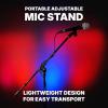 imageRockville RVMIC50 Portable Mic Stand with Boom 307504 Adjustable Height 30 Boom Lightweight Sturdy Steel Tubes Includes Carry Bag For DJs Musicians Recording and Performances