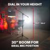 imageRockville RVMIC50 Portable Mic Stand with Boom 307504 Adjustable Height 30 Boom Lightweight Sturdy Steel Tubes Includes Carry Bag For DJs Musicians Recording and Performances