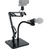 imageRockville iSTAND 85 Dual Desktop Boom Arm amp Gooseneck Stand Weighted Base Adjustable Mic Clip PhoneTablet Holder Perfect for Studio PodcastingDual Desktop phonetablet  Mic stand