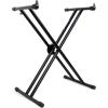 imageRockville RKS30X Double X Braced Keyboard Stand 132 lbs Capacity PushButton Lock Circular Tubes 1mm Steel Tubing Portable Foldable for Musicians and DJs