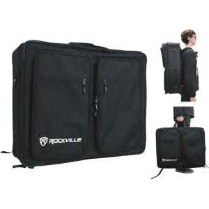 imageRockville BPMIX2621 Padded Mixer Bag SemiRigid Interior Straps 26x21x85 7 Dividers 7 Compartments For DJs Live Sound and Studio Use