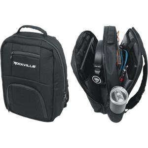 imageRockville DJBP24 Rugged DJ Backpack 11 Compartments Fits Two 17 Laptops YKK Zippers Waterproof Track Rubber Feet for DJs Musicians and Producers