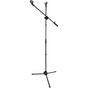 imageRockville GIGSTAND DUAL V2 Dual Microphone Stand with Heavy Counterweight Detachable 30 Boom Arm Adjustable Height 33565 Foldable Tripod Base Includes 2 Mic Clips Black