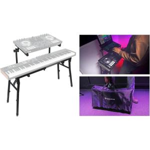 imageRockville PKS40 2Tier Keyboard Stand Adjustable Steel Foldable Detachable Second Tier Carry Bag Perfect for DJs Studios Live Performances