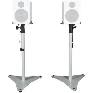 imageRockville Pair RVSM5 White Adjustable Studio Monitor Speaker Stands Height 3352in FoamPadded Tray Cable Management for Studio Recording and Home AudioWhite