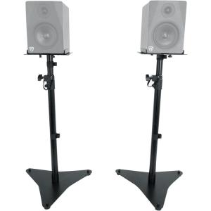 imageRockville Pair RVSM5 White Adjustable Studio Monitor Speaker Stands Height 3352in FoamPadded Tray Cable Management for Studio Recording and Home AudioBlack
