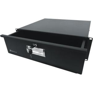imageRockville RDR3U 3U Rack Drawer Locking with 2 Keys 16Gauge Steel Fits 19 Rack Smooth Rail Operation Recessed Handle Black Powder Coated Perfect for DJs Studios amp Live Sound