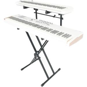 imageRockville RKS42X 2Tier XStand Keyboard DJ Stand Quick Release Adjustable Height Crossbar Support 360 degree Rotating Tier HeavyDuty Steel Frame for Stage Studio and Home Use