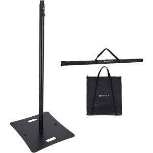 imageRockville RLF2 10 Ft MultiPurpose SpeakerLightingProjector Stand FlatBase Air Cushion System Tiltable Projector Tray for DJs and Event ProfessionalsBlack