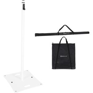 imageRockville RLF2 10 Ft MultiPurpose SpeakerLightingProjector Stand FlatBase Air Cushion System Tiltable Projector Tray for DJs and Event ProfessionalsWhite