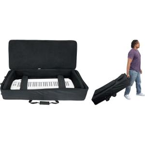 imageRockville Rolling Bag 61 V2 61Key Keyboard Case Wheels Trolley Handle Large Pockets Padded Straps Skid Bars for Musicians and Gigging Keyboardists