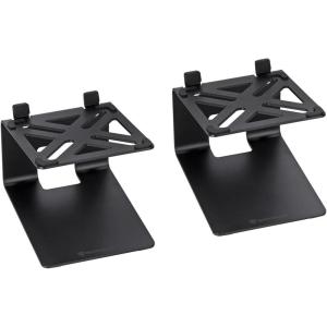 imageRockville SR4 Speaker Riser Stands Pair for 2 to 4 Desktop Home Speakers or Studio Monitors  DeCoupling Foam Pad 5Degree Tilt Metal AntiSlip Feet