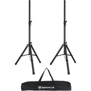imageRockville SS6 Universal 35mm Tripod DJ PA Speaker Stands Pair  Adjustable Height 3560 Steel Construction 130lb Capacity Carry Bag